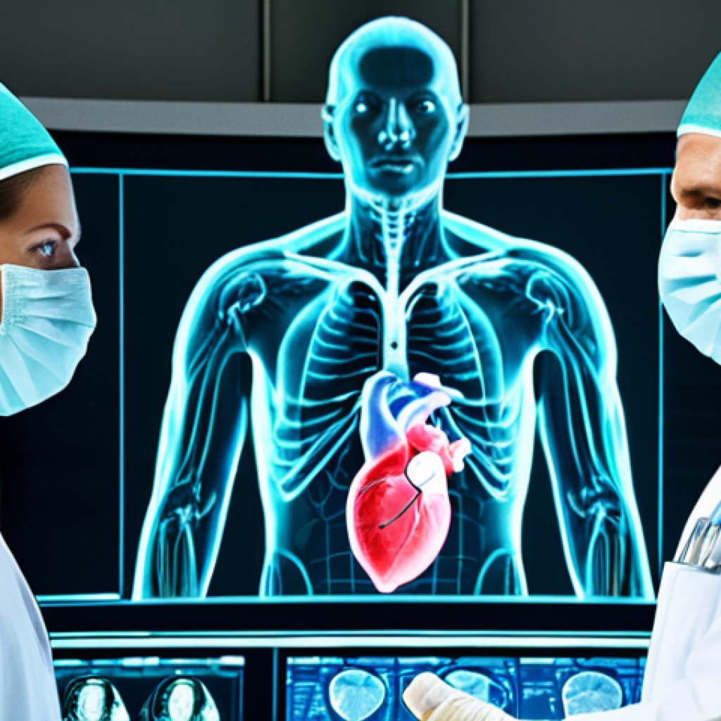**

"A team of German surgeons in a modern operating room, viewing a holographic projection of a human heart before surgery, fully clothed, appropriate attire, safe for work, perfect anatomy, natural proportions, professional medical illustration, high quality, professional, focus on teamwork, sterile environment, medical precision."

**