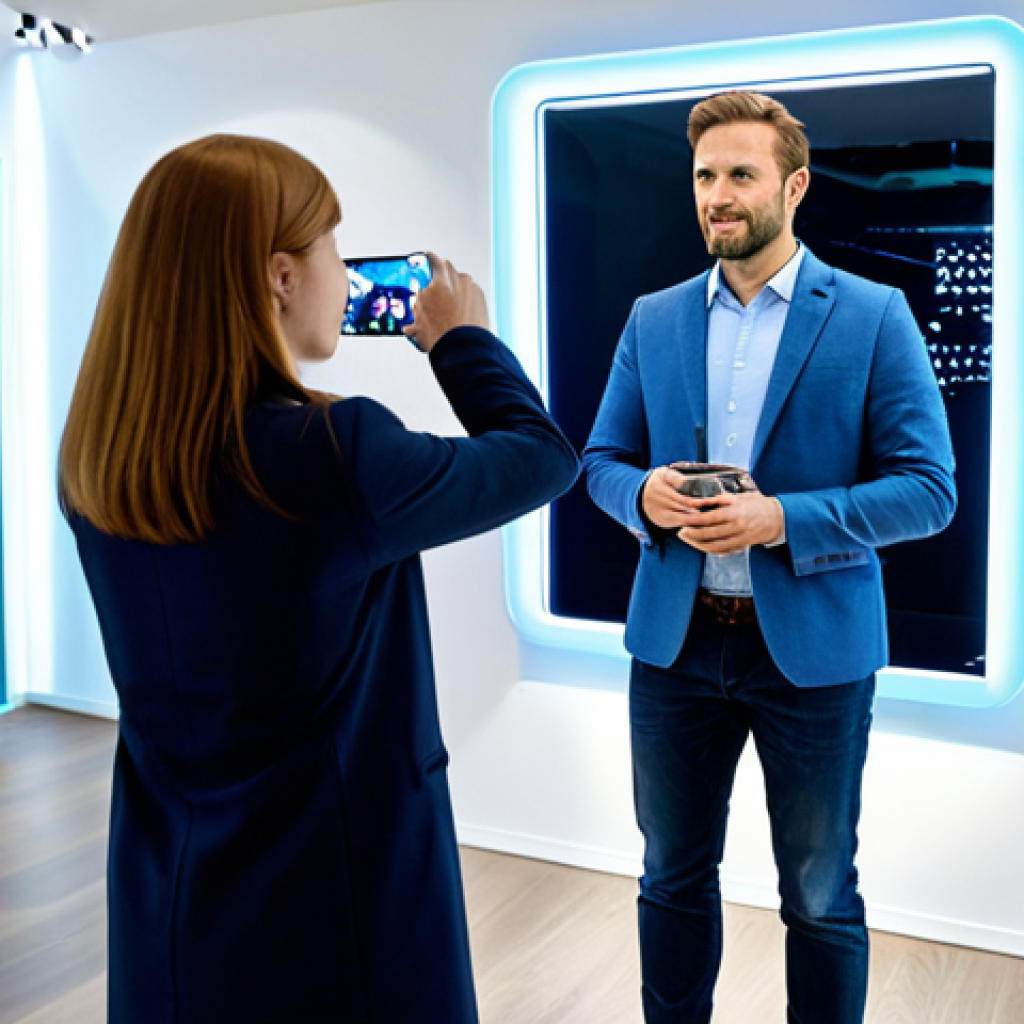 홀로그램 디스플레이의 비즈니스 모델 - Retail Hologram Display**

"A modern electronics store in Berlin, Germany. A fully clothed customer ...