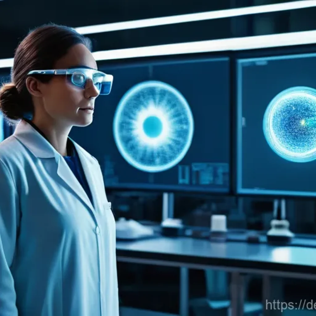 홀로그램 디스플레이의 기술적 혁신 - **Prompt:** "A brilliant, hyper-realistic image of a cutting-edge scientific laboratory in Germany a...