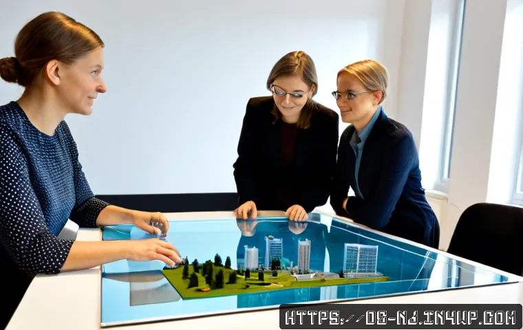 Home 17 홀로그램 디스플레이 기술의 윤리적 고려사항 - Photorealistic ethical technology meeting in a modern Berlin office, diverse German research team in...